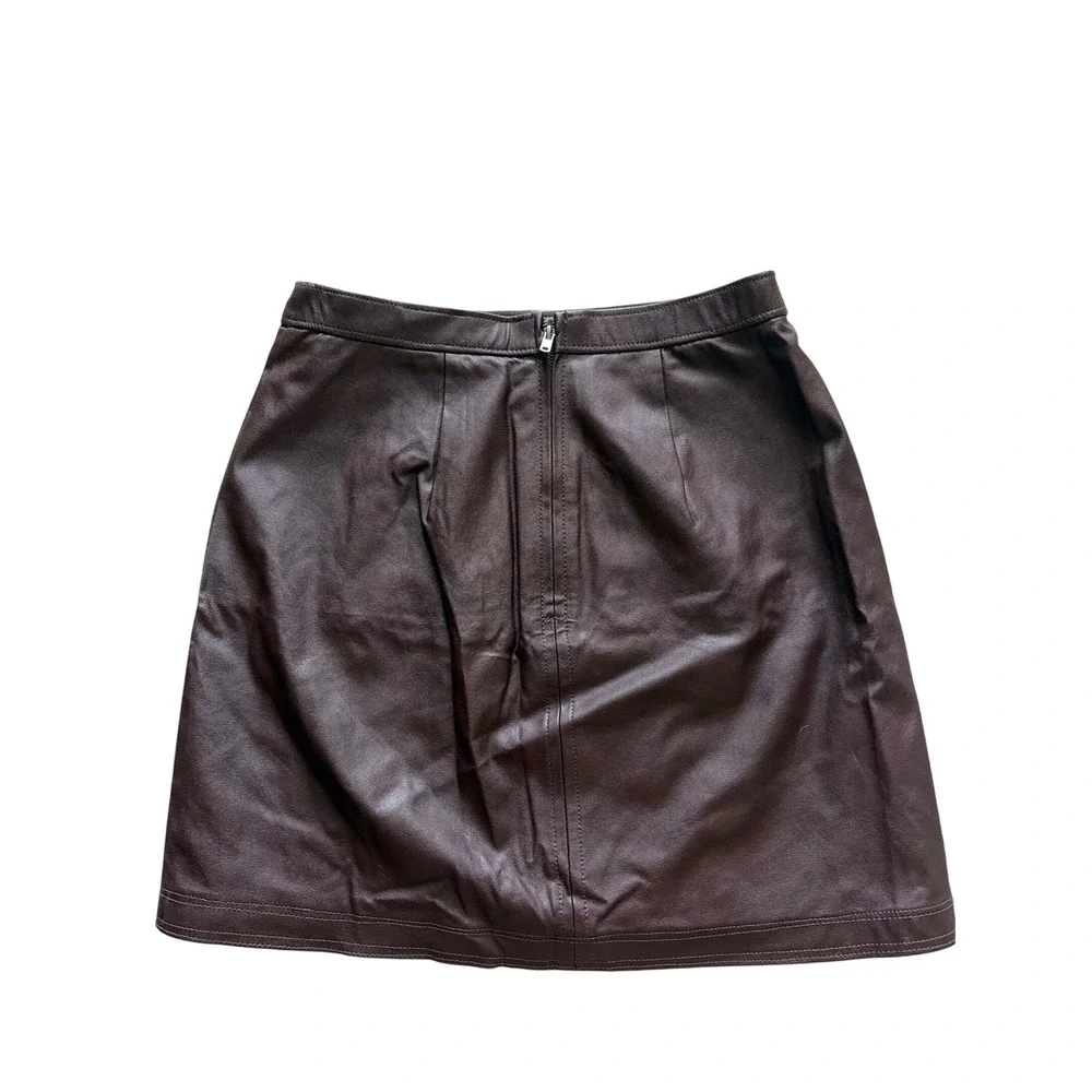 Mini Skirt Vegan Leather Dark Academia Abercrombie & Fitch Womens S Brown Slit‎